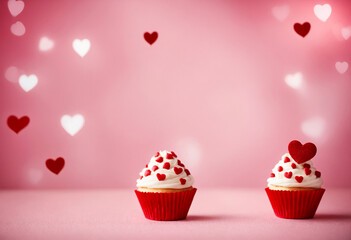 Romantic Cupcake Composition with Pink Background.