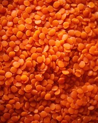 Fototapeta premium A close up of a pile of orange colored peas. Generative AI.