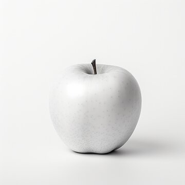 A white apple on a white background. Generative AI.