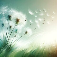 Serene Dandelion Field, Nature Background Concept