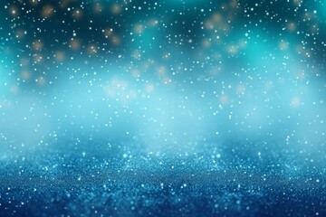 Fototapeta premium Holiday magic Glittering blue green background with snow texture, Christmas ambiance