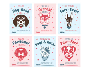 Printable Dog Valentine's Day Cards,  Puppy Valentine's,  Kids School Classroom Exchange Puppy Dog Valentine Cards, Classroom Valentine's Day Cards for Kids, Valentine's Day Gift Tags
