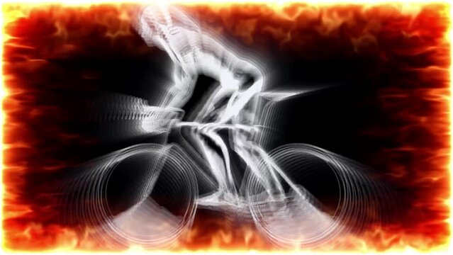 燃える若者、自転車