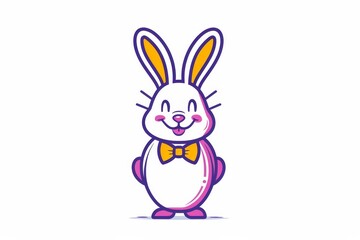 Fototapeta premium A charming clipart-style sketch captures the whimsical nature of a playful bunny in this adorable cartoon illustration