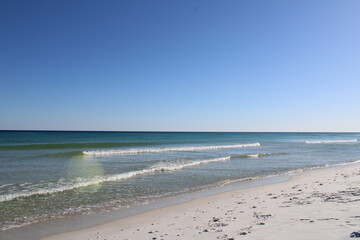 Beach front sand and waves