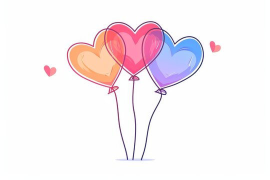 Whimsical hearts and playful hues dance across the page in this charming child's drawing of colorful balloons, a delightful clipart that captures the innocence and joy of youth through its lively car