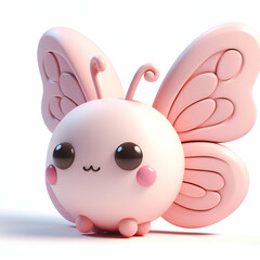 3d cute butterfly on white background