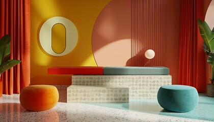 Retro Revival Platform, Embrace a nostalgic theme with a podium design that draws inspiration from retro aesthetics, AI GENERATIVE