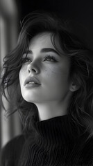 A woman, black and white film photograph