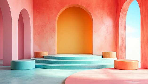 Retro Revival Platform, Embrace a nostalgic theme with a podium design that draws inspiration from retro aesthetics, AI GENERATIVE