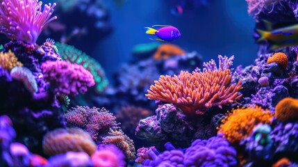 Fototapeta na wymiar The Aquarium with colorful fishes