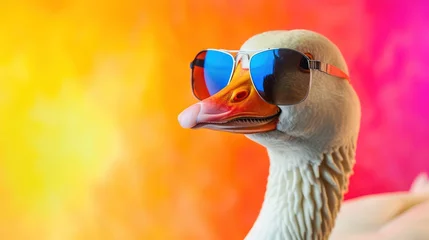 Fotobehang Portrait of a funny goose in sunglasses © Ibad