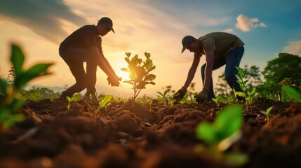 farmer hands hold soil earth sunset. agriculture. Engineer checks soil fertility with argon. business ricks employee land agro company. farmer hands pouring earth sunset. modern agro farm eco. eco - obrazy, fototapety, plakaty