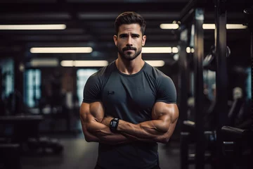 Gordijnen Portrait of a muscular personal trainer at a gym © Rax Qiu