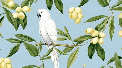 Tischdecke white parrot and yellow berries on the branch of a tree © Elijah