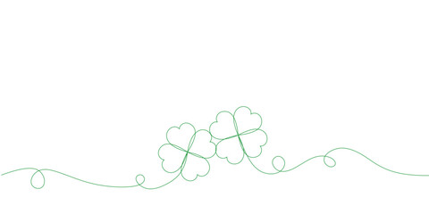 Clover line art style for Patrick's day vector with transparent background
