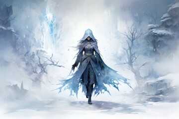 Fototapeta na wymiar A frost mage, capable of freezing enemies in their tracks and summoning blizzards of icy destruction. - Generative AI