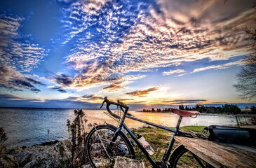 Bicycle by the Sunrise on the Georgian Bay 