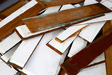 Stack of wall old wooden sheets