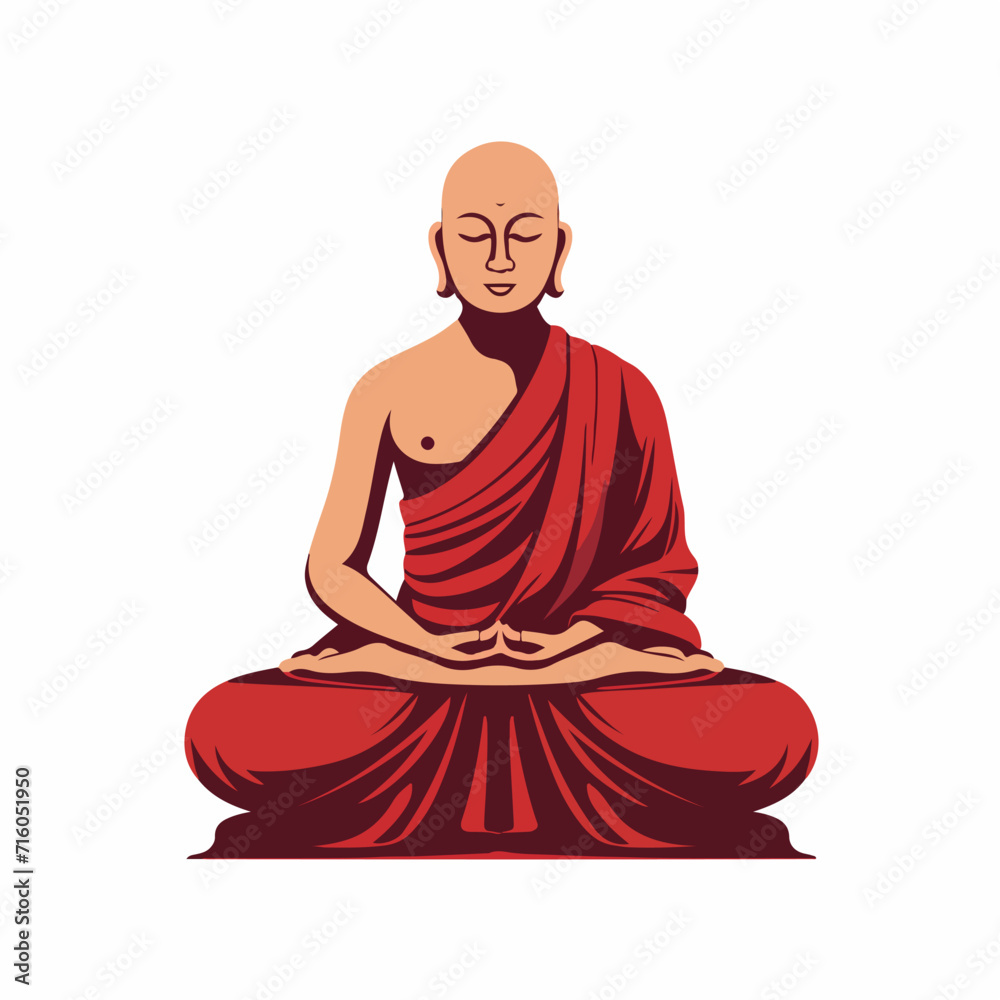 Wall mural buddha in cartoon, doodle style. image for t shirt. isolated 2d vector illustration in logo, icon, s