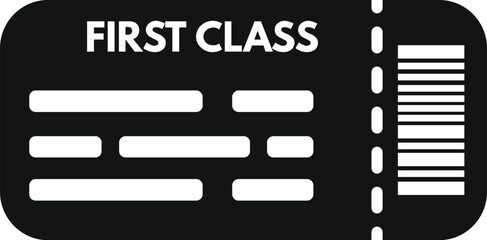 Obraz premium First class travel ticket icon simple vector. Suitcase vacation. Private inside
