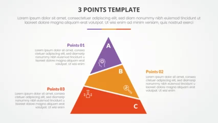 Foto op Plexiglas 3 points stage template infographic concept for slide presentation with slice pyramid unbalance with 3 point list with flat style © fatmawati