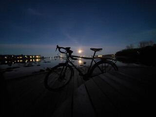 Bicycle Silouette at Sunset on Georgian Bay 