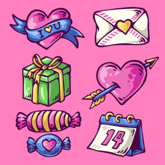 icon set, design element, heart shape, illustration, symbol, vector, icon symbol, love - emotion, valentine's day - holiday, mail, romance, computer graphic, gift, pencil drawing, cute, red, sign, ros