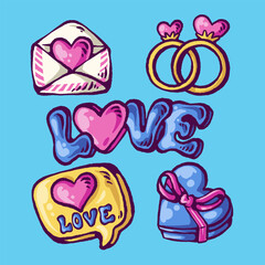 Hand drawn valentine vector set