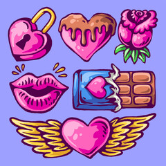 Hand drawn valentine vector set