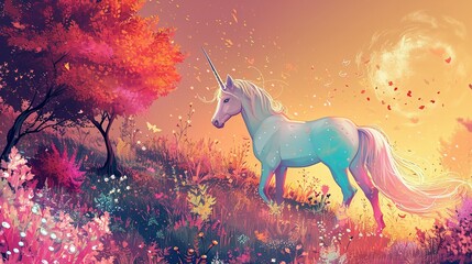 illustration of a unicorn - obrazy, fototapety, plakaty
