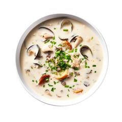 A Bowl of Clam Chowder Isolated on a Transparent Background 
