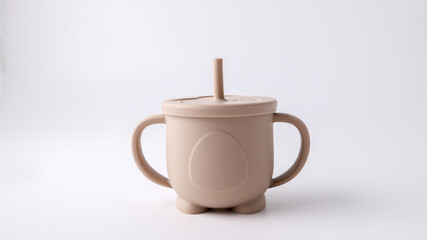 Baby drinking bowl top view, isolate