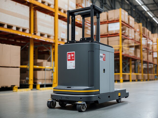 AGV (Automated guided vehicle) in warehouse logistic and transport.