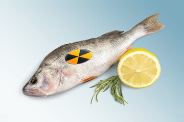 Radioactively fish. power waste radioactive sign