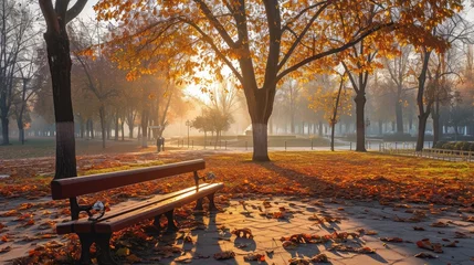 Ingelijste posters autumn city park at sunrise © buraratn