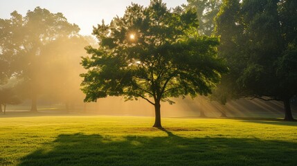 Park tree in the morning