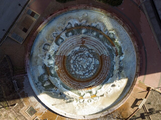 Frozen water fountain in downtown Houston, Texas