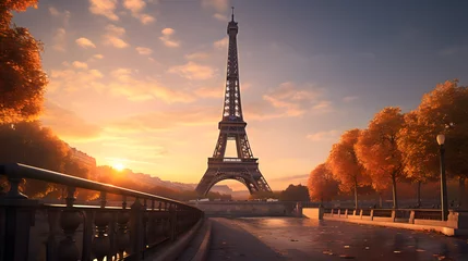 Foto op Canvas eiffel tower at sunset © toomi123