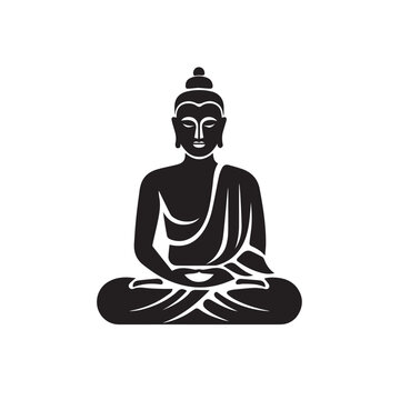 Buddha in cartoon, doodle style . Image for t shirt. Isolated 2d vector illustration in logo, icon, sketch style, Eps 10, black and white. AI Generative