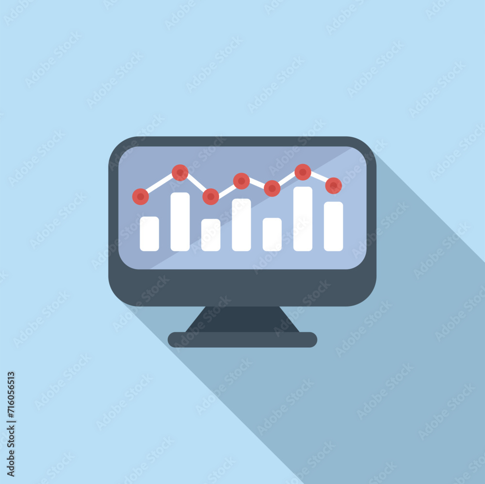 Poster graph computer chart icon flat vector. online boost. seo website