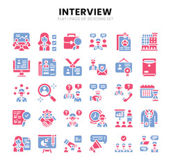 Interview Icons Bundle. 
Flat icon two color icons style. Vector illustration.