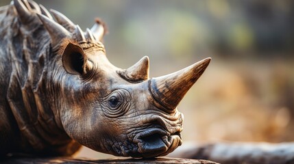 Closeup of a rhinoceros horn, symbolizing the tragic consequences of poaching and the need for conservation measures.