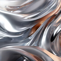3D abstract holo chrome shapes dark background