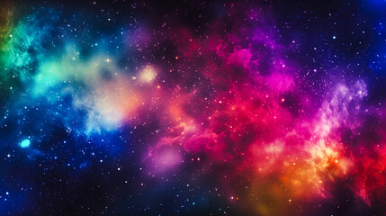 虹色に輝く星雲イメージ背景