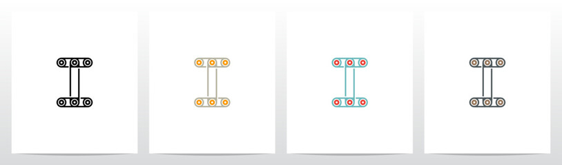 Engine Timing Belt Pulley Drives Letter Logo Design I