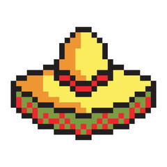 Obraz premium Sombrero mexico hat in pixel art
