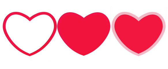 Red heart icon symbol set ,vector illustration, for logo design, minimal style	
