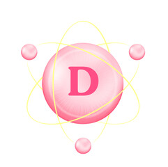 Vitamin D icon structure light pink substance. Medicine health symbol of thiamine. Drug business...