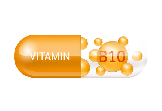 Capsule vitamin B10 structure orange and white It's transparent and vitamin pill is on inside. Beauty concept. Personal care. transparent pill. Drug business. Cut out PNG.	

